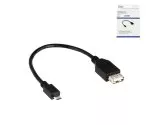 USB-adapter A-kontakt til micro B-plugg OTG, 0,10 m for tilkobling til OTG-kompatible enheter, DINIC-boks